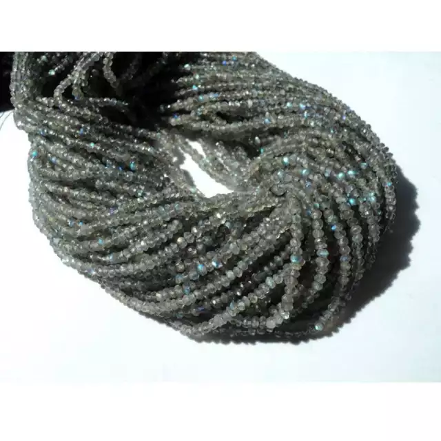 3-3.5mm Labradorite Rondelle à Facettes Perles, 33cm Naturel
