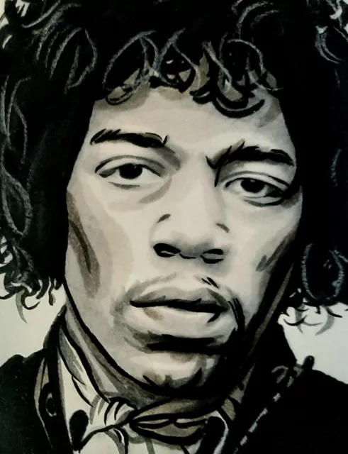 Original Jimi Hendrix aceo miniature art sketch card drawing