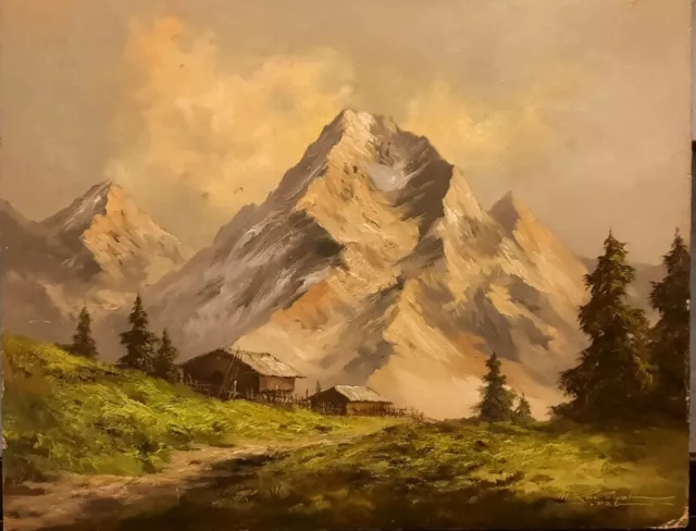 Bergbild Alpen Tirol signiert RUDOLPH, M. Leipzig Gemälde Original handgemalt
