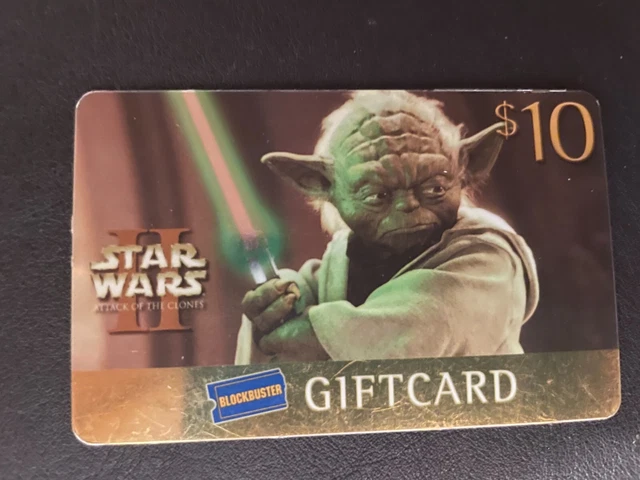 Blockbuster Gift Card 10 bucks Yoda Attack of the Clones No Value Star Wars