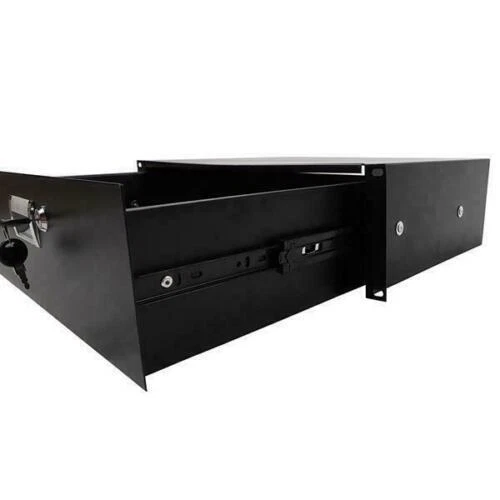 2Pcs  19 in Rack Mount 3U Steel Plate DJ Drawer Equipment Cabinet Lockable w/key