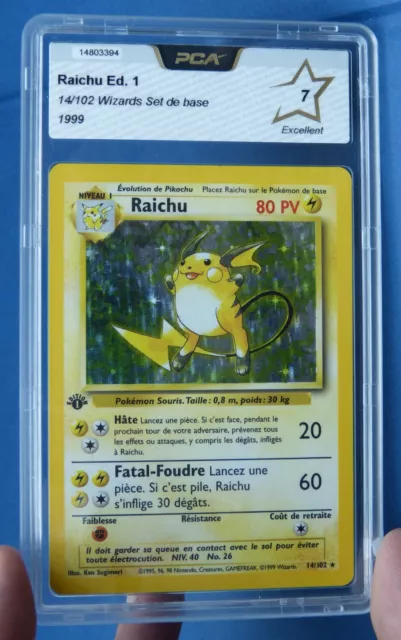 Carte française 1999 Pokemon Set de Base Edition 1 Raichu #14/102 PSA PCA 7