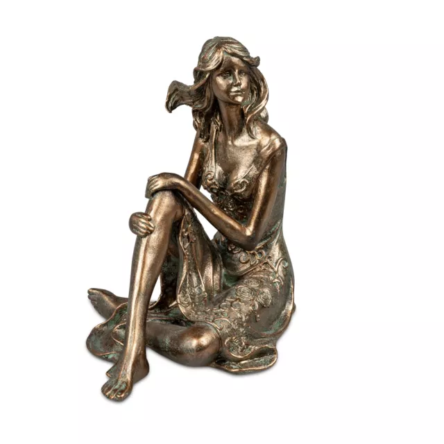 Dekofigur, Skulptur Dame, Frau sitzend 17x16cm bronze Kunststein Formano