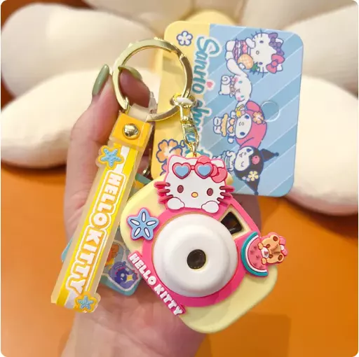 Kawaii Sanro Hello Kitty Camera Keychain Toy Bag Pendant Cute Cartoon Girly
