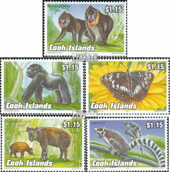 Cookinseln 1385-1389 (kompl.Ausg.) postfrisch 1993 Gefährdete Tiere