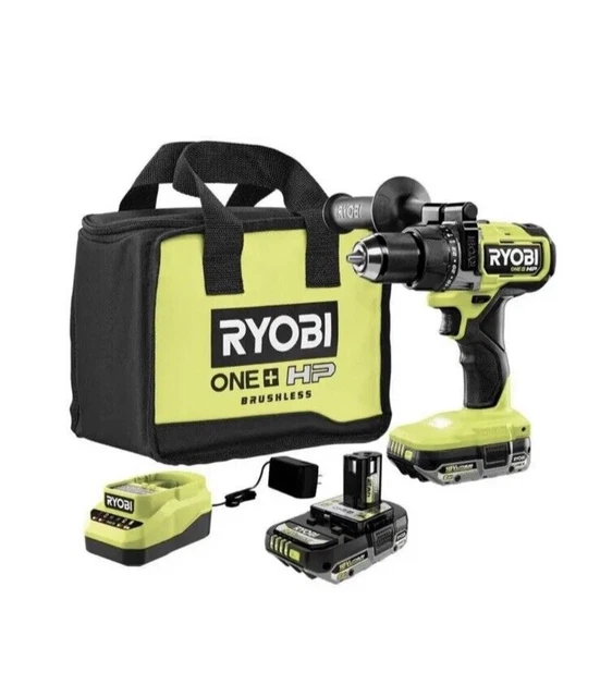 RYOBI HP 18V Brushless Cordless Hammer Drill Kit (PBLHM101K2) Battery
