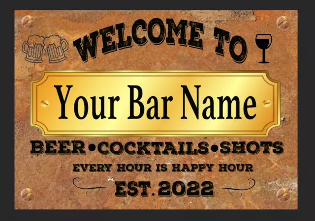 Funny Personalised Bar Sign, Metal Tin Sign Plaque Man Cave Shed Garage Home Pub