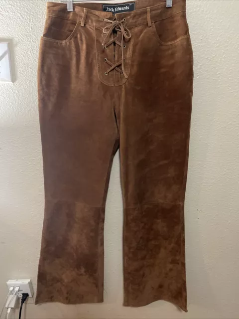 Jack Edward’s Women’s 34 Genuine Leather  Lace Up Vintage Brown Tie Pants