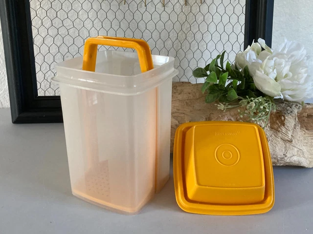 Lot De 3 Boîtes Tupperware Vintage Jaunes - Pots à Cornichons Et Condiments