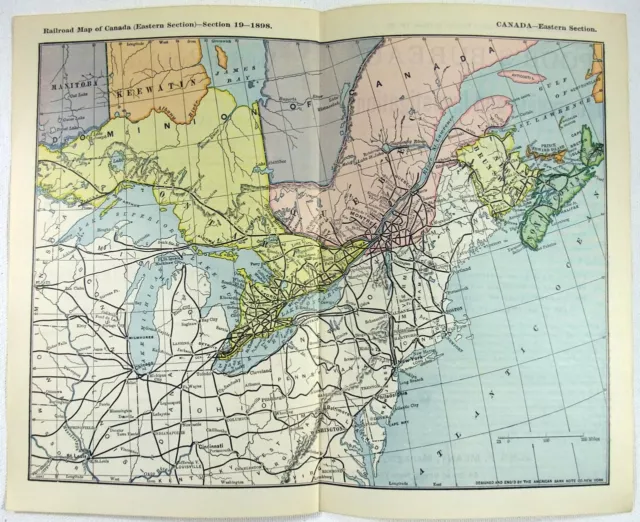 EASTERN CANADA - Original 1898 Railroad Map - Ontario, Quebec & The ...