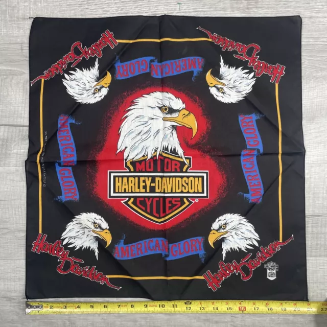 Vintage Harley Davidson Bandana 90s Made In USA Eagle Graphic Handkerchief