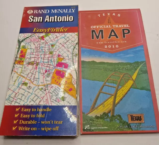 Rand McNally San Antonio Texas: Easyfinder + 2010 Texas Official Travel Map-GOOD