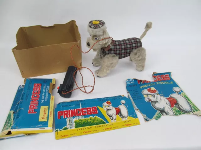 Vtg Cragstan Princess Poodle Toy Dog Remote Control Battery Operated