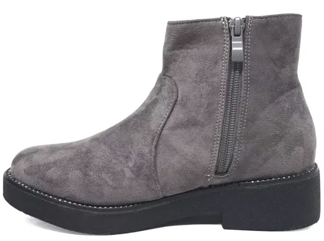 Womens Chunky Chelsea Ankle Boots Zip Up Ladies Winter Boots Faux Suede UK Size