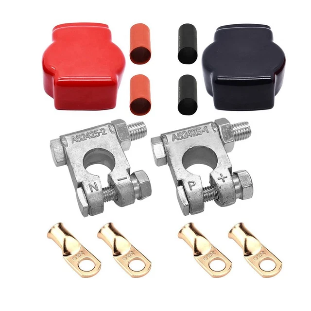 Bornes De Batterie Plaquées Or - 2 Pièces, Montage Latéral Court, Pour Câbles GM, Haute Qualité