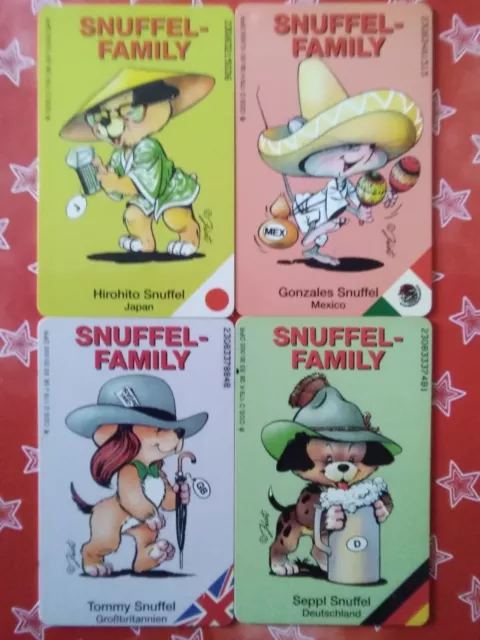 4 Beautiful Snuffel Family 1993 Phonecards Representing World Cup Teams Of 1994