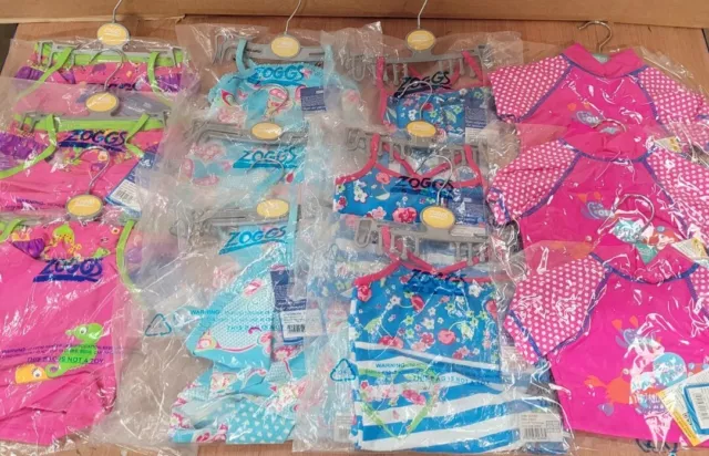 Job Lot. Clearance Stock. 12 x Zoggs Girls Swimming Costumes / Swim Suits. NEW