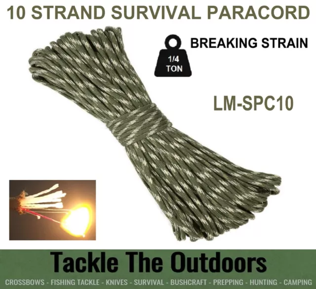 Paracord 10 STRAND Military Grade Survival Rope Fire Lighting Cord Lanyard CAMO