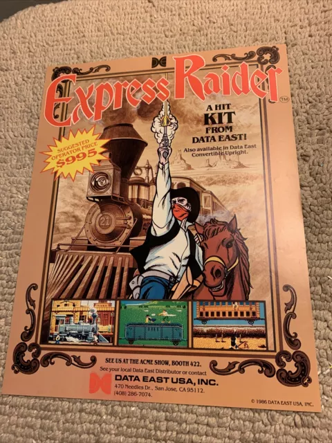 NUEVO DE LOTE ANTIGUO Express Raider Data East ARCADE JUEGO FLYER