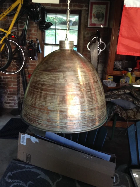 Copper Industrial Style Pendant Light with brass interior