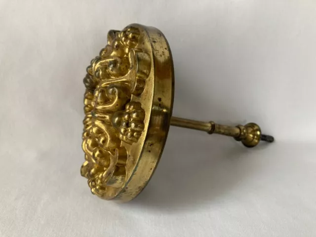 5" Antique Brass Gilt 19th Century Victorian Rosette Curtain Tie Back Hardware