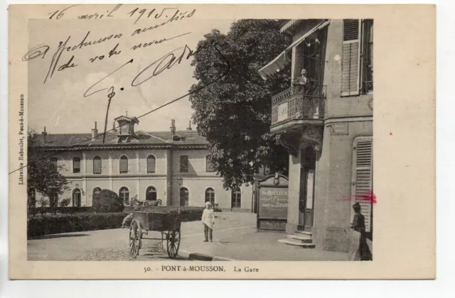 PONT A MOUSSON - Meurthe et Moselle - CPA 54 - la gare - le Café Cachet militair