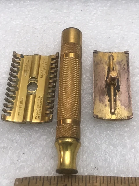 Vintage 1930S Gillette Goldtone Open Comb Reissue #17567 Safety Razor Lot 1291 11