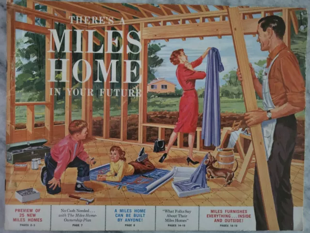 Vtg Mid Century House Plan Catalog Colored Graphics Miles Homes Minneapolis MN