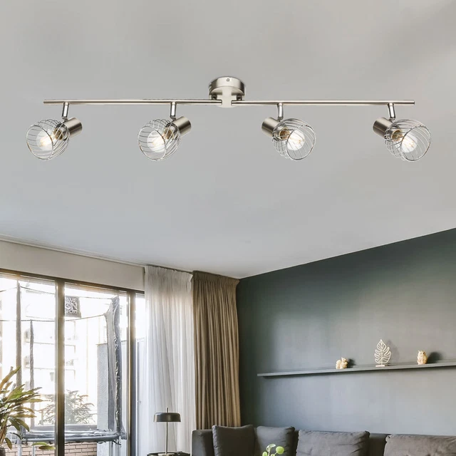 BINARIO FARETTI SPOT Plafoniera Luce Lampada 4 Fiamma E14 Mobile Gabbia ...