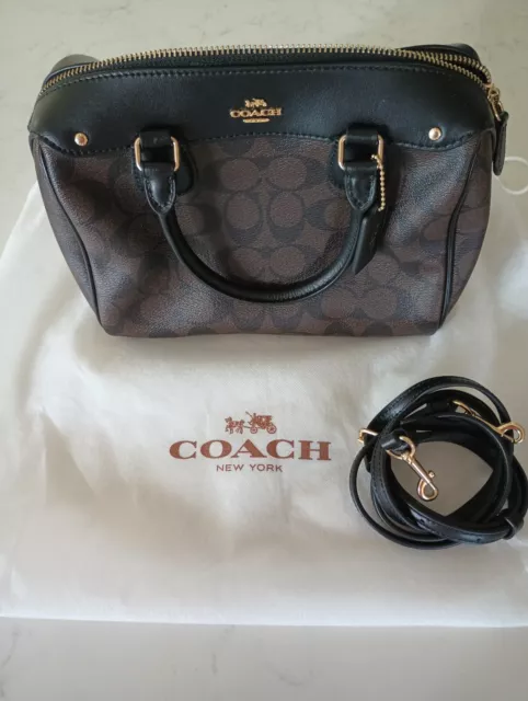 COACH BOSTON BAG Luxury Signature Pvc Leather Khaki Saddle Bennett Mini  Satchel $482.70 - PicClick AU