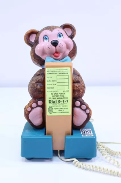 Teléfono de escritorio de colección Carlton 7780 abrazos oso botón pulsador lindo teléfono para niños que funciona