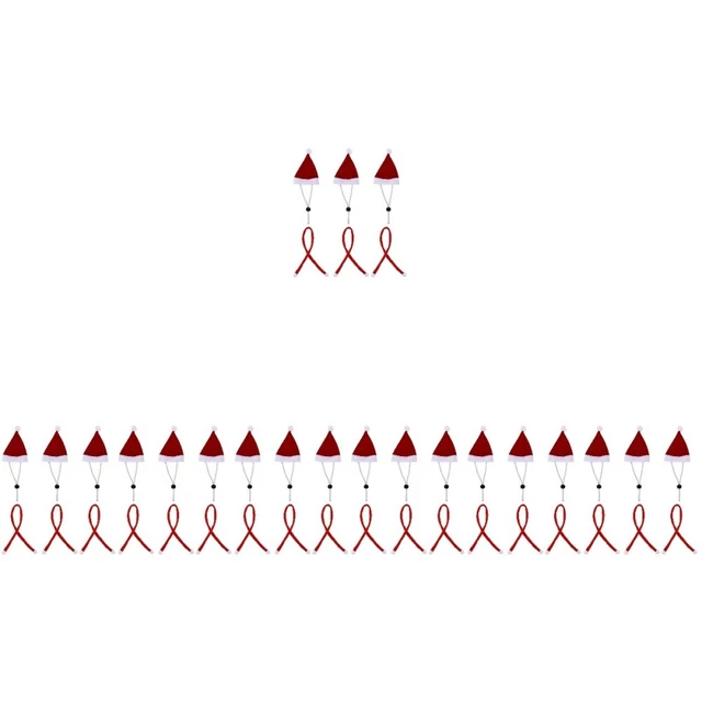 7 set mini berretto bambola di Natale costume natalizio per animali domestici 1,2 x 40 cm rosso
