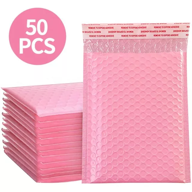 50Pcs Bubble Mailers Padded Envelopes Bags Lined Poly Mailer Self Seal Pink