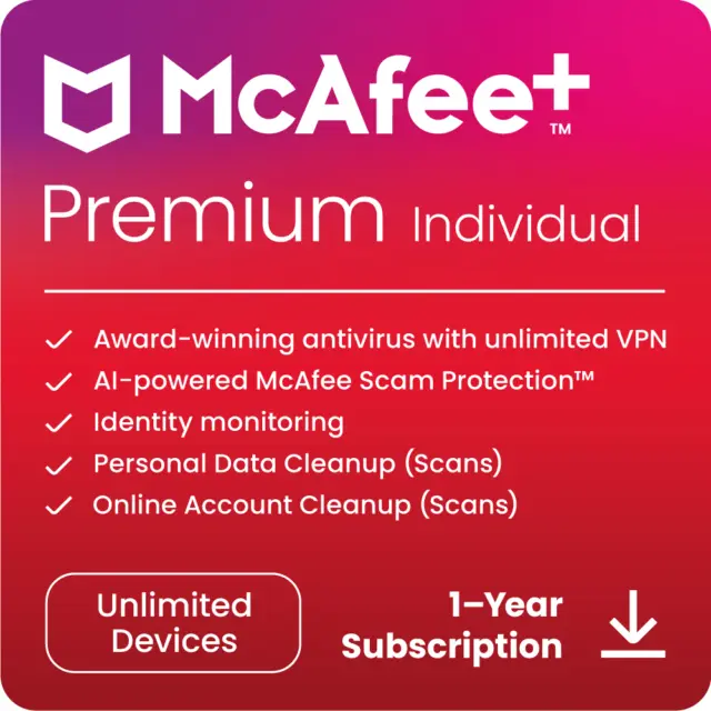 McAfee+ Premium Individual 2024 | Online Security & Privacy Protection | Digital