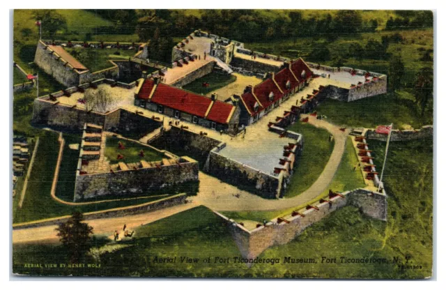 Postcard - Aerial View of Fort Ticanderoga Museum in Ticonderoga New York NY