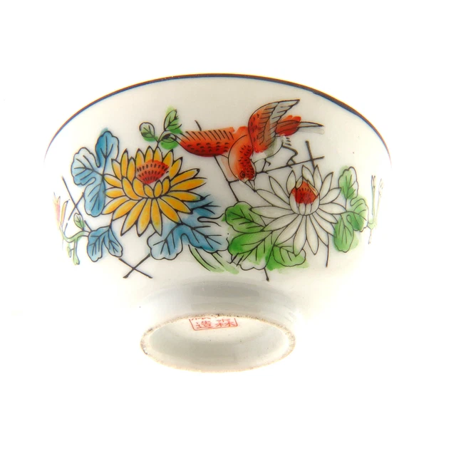 VINTAGE CHINESE HAND Painted Porcelain Rice Bowl Bird and Flower £17.40