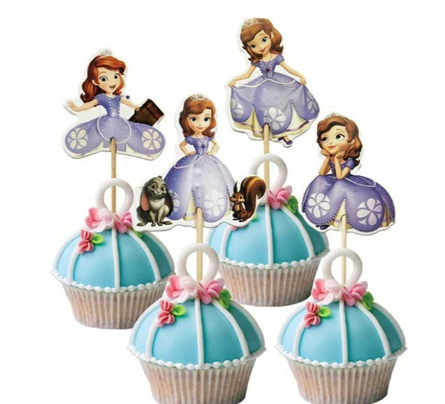 DISNEY PRINCESS SOFIA the First Cupcake Toppers picks (24 pcs) & Cake ...