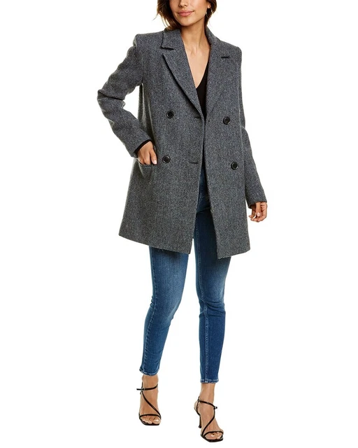 Fleurette Wool Coat Women's Blue 10 Fleurette Wool Coat Women's Blue 10