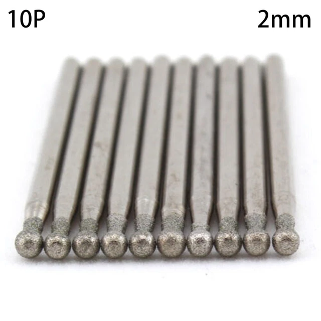 Punta a sfera 2 mm punte di montaggio rivestite con diamanti per levigatura 10 pezzi