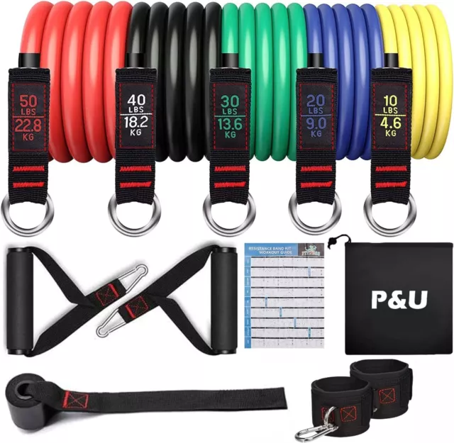 11PCS Set Resistance Bands Workout Exercise Crossfit Fitness Yoga Training Tubes