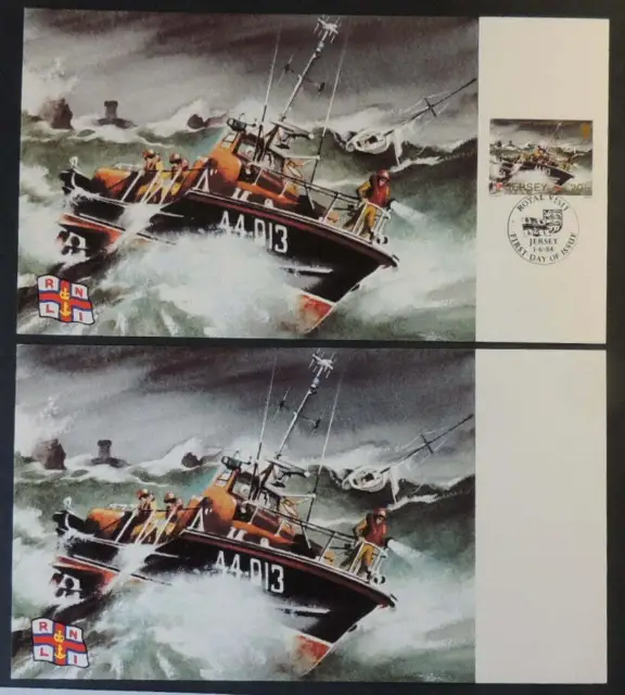 Jersey 1984 fdc postcards rnli centenary royal visit ships mint