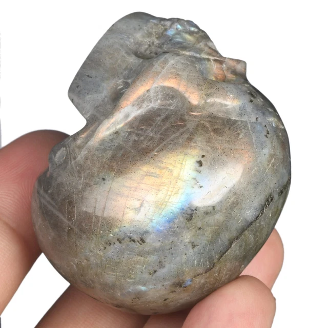 Talla de calavera tallada en roca cristalina de piedra lunar natural de 1,93" #36C71