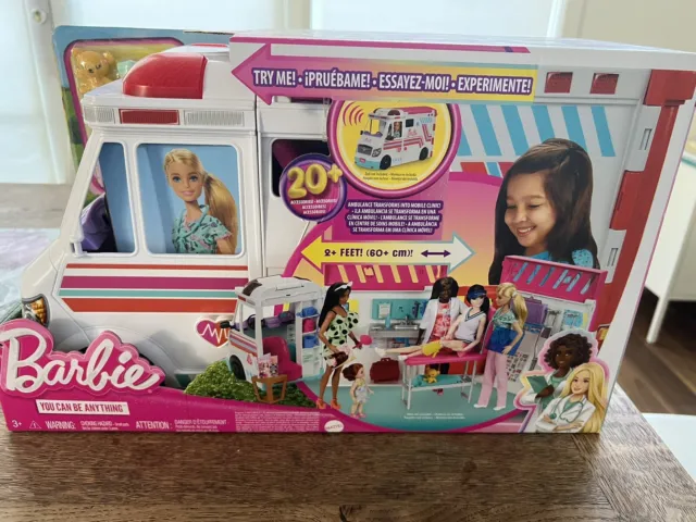 Barbie Van Doll Ambulance Doctor Clinic Vehicle HKT79 Pick Up Carlton