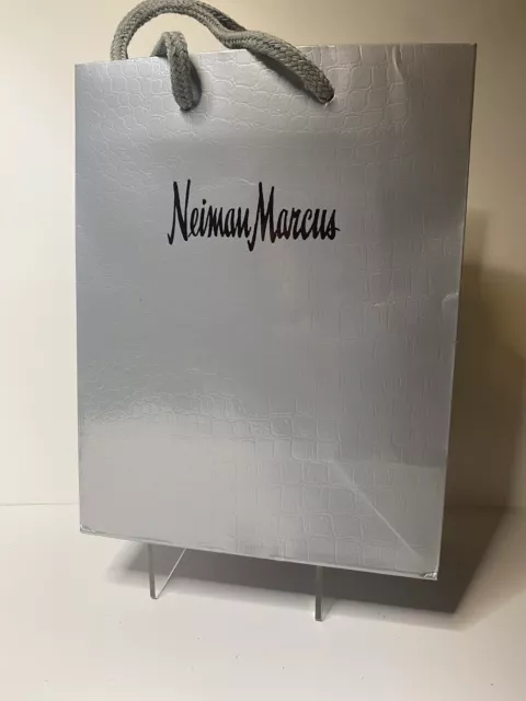 Neiman Marcus Empty Paper Grey Silver Shopping Bag Black Cloth Handles  16x12x6