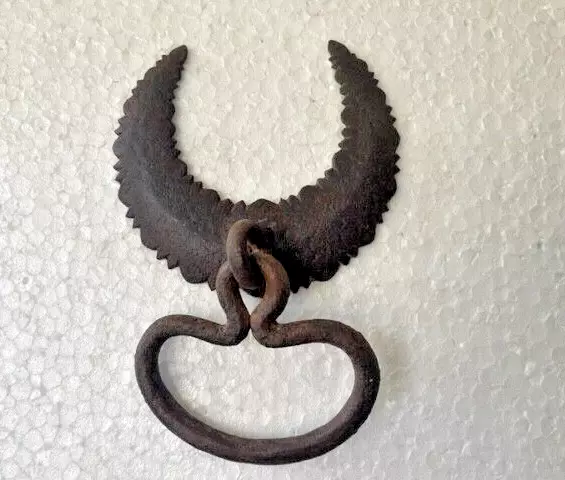 Old Vintage Rare Hand-Carved Rustic Iron  Door Knocker / Pull In Handle / Knobs