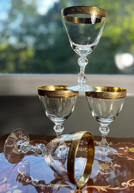 H2F Tiffin-Franciscan MCM Minton Clear  Water Goblets 717327 Set of 4 Stem 17601