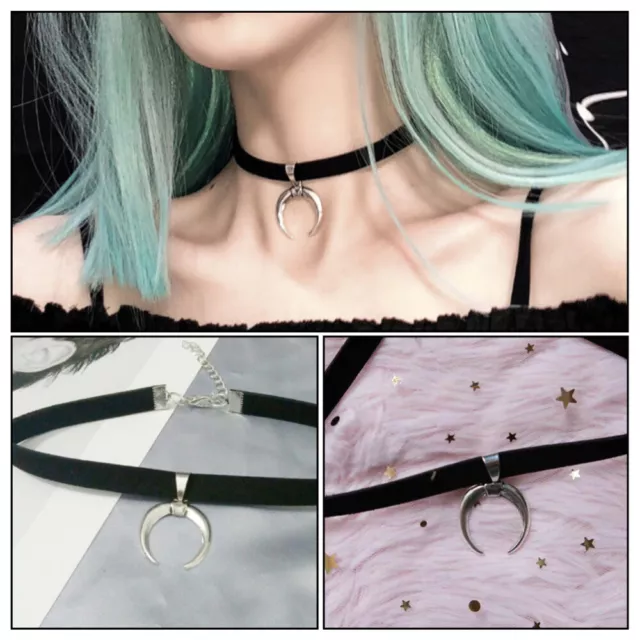 Catena singhiozzo lunare cinturino in camoscio regolabile choker ()