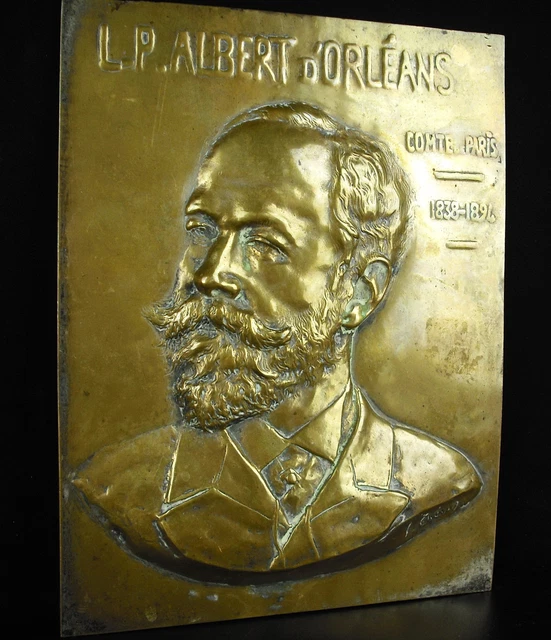LOUIS PHILIPPE ALBERT d'Orléans Comte de Paris portrait en bas relief
