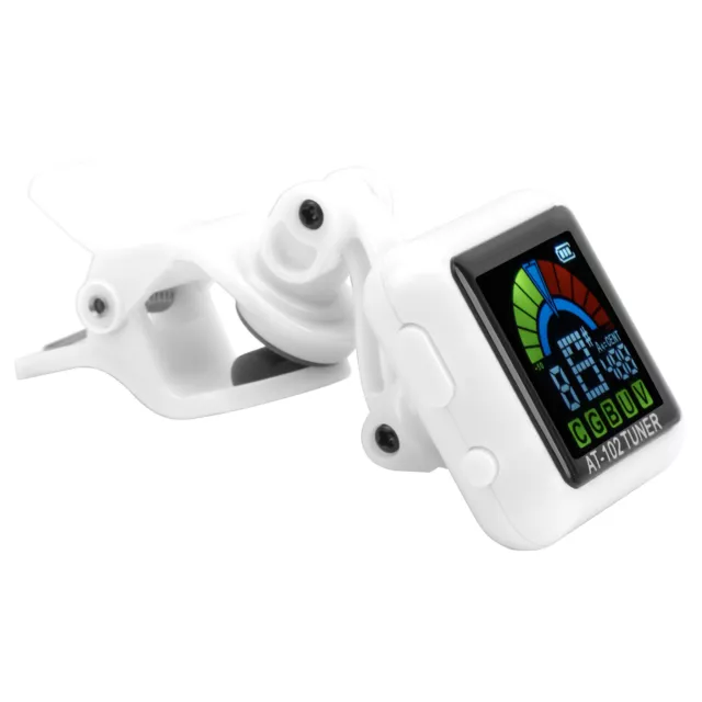 (White)Aroma Guitar Clipon Tuner USB Rechargeable Builtin Battery Violin