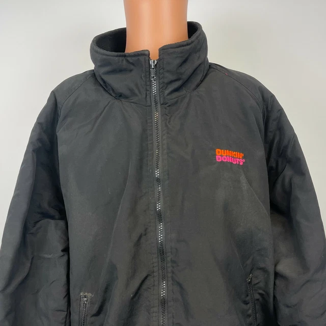 DUNKIN DONUTS EMBROIDERED Employee Jacket Fleece Line Black Size XL 39